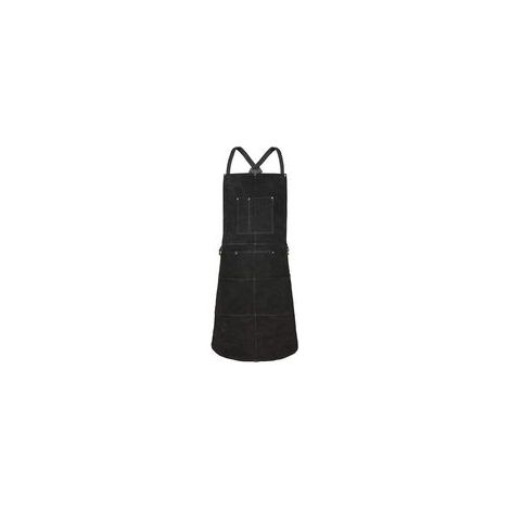 Tablier de soudeur 6 poches, en cuir ignifuge et résistant à la chaleur, ajustable, tailles M à XXXL, idéal pour les forgerons, les machinistes et les ateliers. (Noir) (1/3)