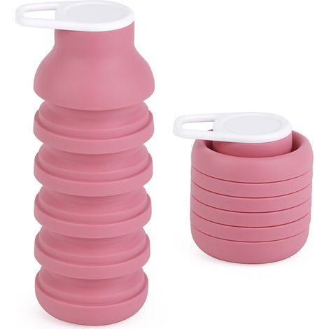 Faltbare Wasserflasche aus lebensmittelechtem Silikon – tragbare, auslaufsichere Wasserflasche mit Schnappverschluss – ideal für Reisen und Fitnessstudio – 600 m (1/4)