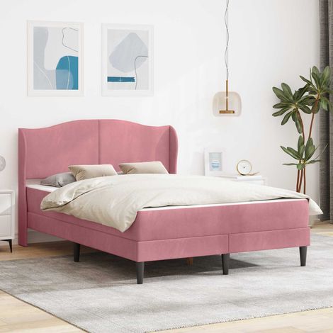 vidaXL Bettrahmen mit Kopfteil Rosa 120 x 200 cm Samt (1/5)