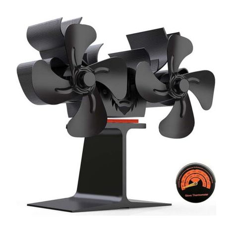 Ventilateur de poêle à bois à double moteur Ventilateurs de cheminée à 8 pales Ventilateur de cheminée non électrique