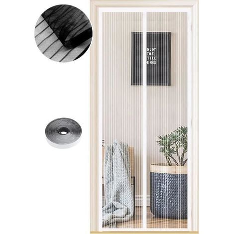 Moustiquaire Porte-Fenêtre Magnétique 120x210cm Fermeture Automatique Maille Anti Mouche Installation Sans Perçage avec (1/4)