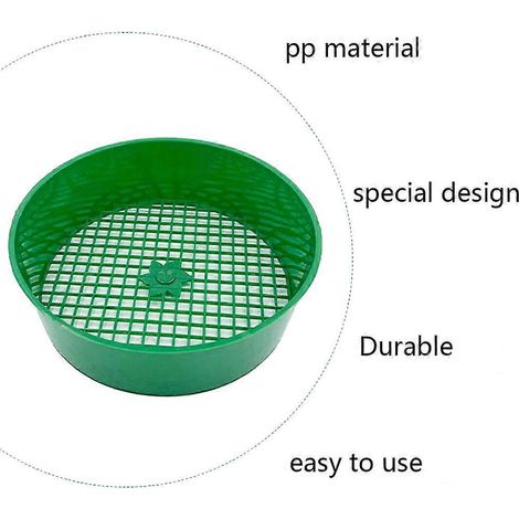 Tamis rond de jardin, pierre à tamiser en plastique, tamis à mailles pour semis, outils de jardin (1/4)