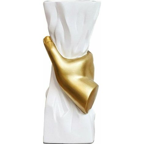 Vases Vase de Posture de Main Fermée, Bouteille de Fleur en Résine Créative, Décoration de Maison Moderne, Ornements de Meuble TV, pour Cave à Vin (Couleur : Blanc, Taille : B) (1/4)