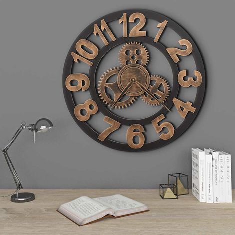 Horloge murale Métal 58 cm Doré et noir (1/5)