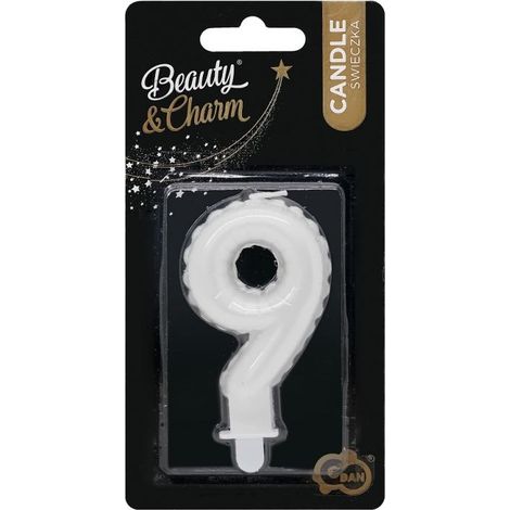 Vela número 9 NUEVE Perla BLANCA 7cm (1/3)