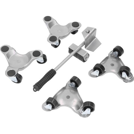 Ensemble de 4 roulettes de déménagement avec système de levage, chariot de déménagement triangulaire en fer pour meubles et objets lourds à domicile (1/5)