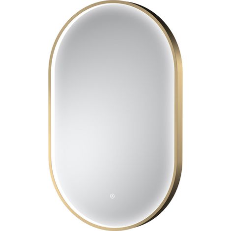 Hudson Reed Columba Brushed Brass Inset Framed LED Touch Sensor Bathroom Mirror 800mm H x 500mm W