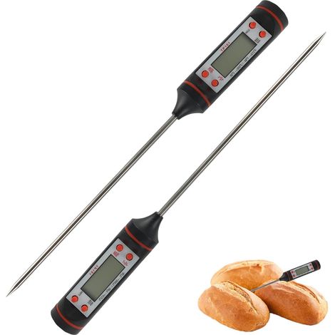 Thermomètre de cuisine avec 2 sondes numériques pour viande, vin et confitures - écran LCD large, mesure précise, acier inoxydable, éteint automatiquement, plage de -50 °C à +300 °C (1/5)
