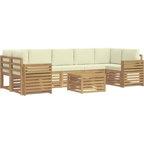 Ensemble de canapés d'extérieur 8 pc Blanc et crème Polyester vidaXL