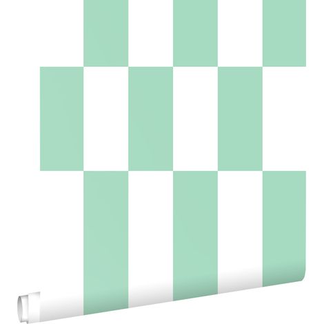 papier peint à rayures vert menthe et blanc - ESTAhome (1/5)