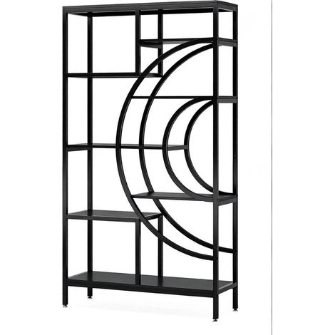 Étagère ouverte géométrique 8 niveaux en bois E1 et métal inoxydable pour salon et bureau (1/5)