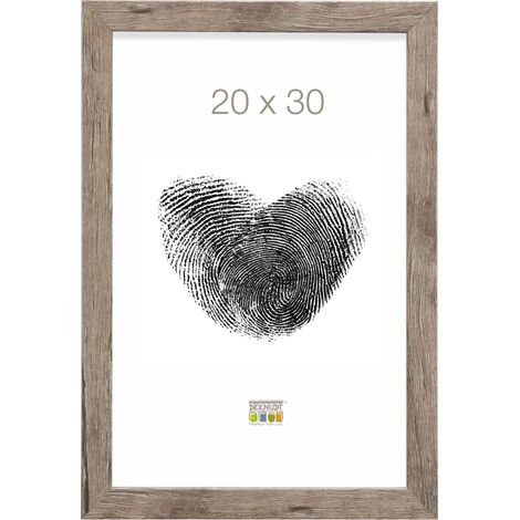 Cadre Photo Moulure Bloc Bois Gris/Beige 20 x 30 cm (1/5)