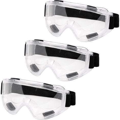 3 Pièces Lunettes De Sécurité, Lunette De Protection Travail Transparentes, Lunettes Anti-Rayures Anti-Buée, Lunettes Protection Latérale Pour Laboratoire, Femmes, Hommes, Blanc (1/5)