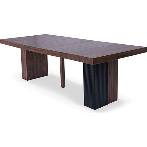 Table rectangulaire Extensible 100–240 cm – Bois Noisette et rainurage Noir – Table à Manger Design Moderne Extensible Jusqu’à 10 Couverts (1/5)