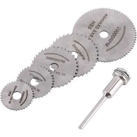 6Pcs/Set Lames de mini-scie circulaires HSS disque de coupe pour couper bois 22-44mm (1/4)