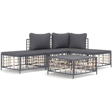 Maison Exclusive - 5-tlg. Garten-Lounge-Set mit Kissen Anthrazit