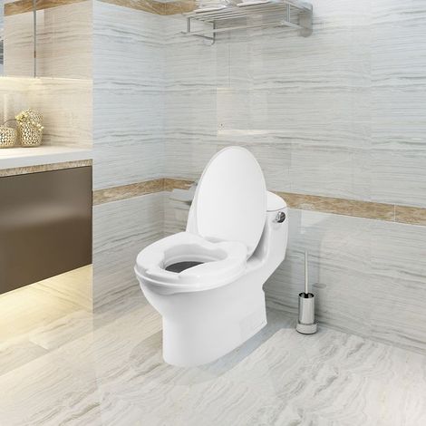 Siège de toilette surélevé avec couvercle, 300 lb, avec pinces de serrage surélevées et robustes, pour la plupart des toilettes allongées (blanc, 2 pouces) (1/4)