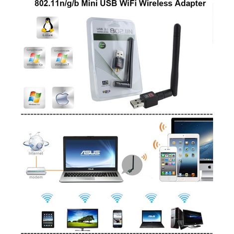 Trade Shop - Antenna Mini Usb Wireless Adattatore Wifi Chiavetta Wi-fi Penna 150 Mbps -