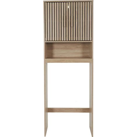 The Home Deco Factory – Meuble de rangement au-dessus des WC – Bois marron – Dimensions 60x20x166 cm – 2 portes à fixer au mur – Style rustique chic