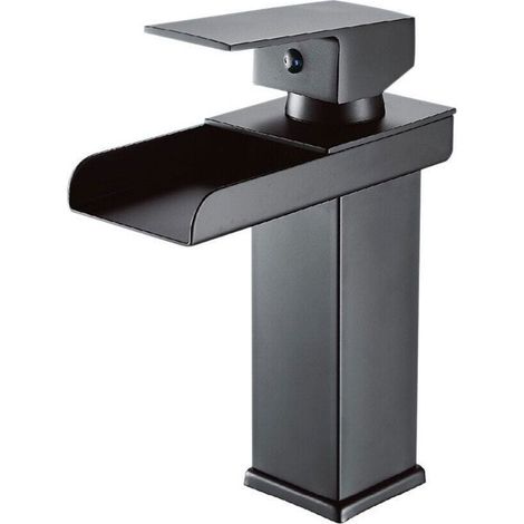 TRADE SHOP - Miscelatore A Cascata Nero Lavabo Bagno Rubinetto A Canna Bassa Monocomando 87398 - (1/5)