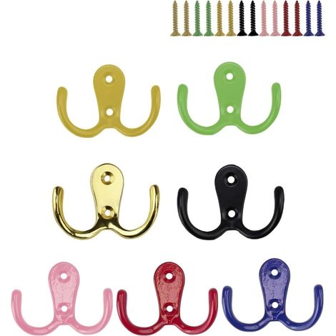 Lot de 7 Porte-Manteaux Muraux à Visser – Crochets Doubles en (1/5)
