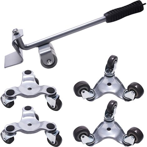 Kit de déplacement de meubles avec 4 roulettes + 1 diable, outils de levage pour charges lourdes, transport facile. (1/5)