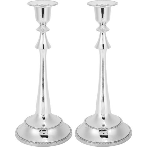 2 Pièces Bougeoir Moderne Style Européen à Une Branche pour Décoration de Mariage et Maison Argenté (1/5)