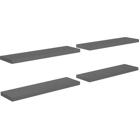 vidaXL Scaffali a Parete 4 pz Grigio Lucido 90x23,5x3,8 cm in MDF