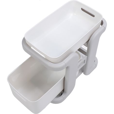Chariot utilitaire roulant multifonction grand volume à tiroir 2 niveaux mobile pour cuisine bureau (1/5)