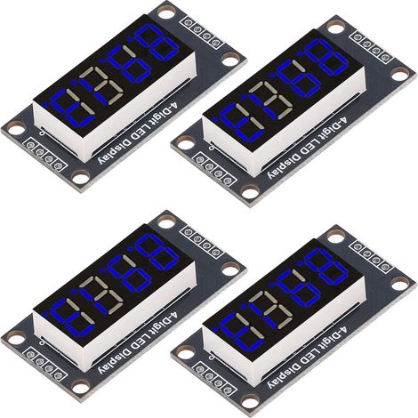 4 modules d'affichage numérique à tube LED 4 chiffres 7 segments 0,36 pouce, puce de commande TM1637, bleu MRA110D (1/5)