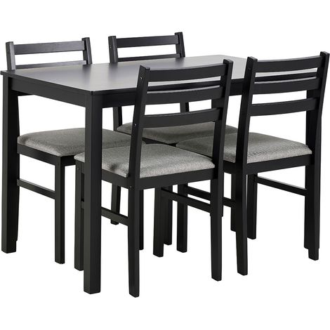 Alicante Essgruppe Tisch und 4 Stühle 70x110cm Schwarz.