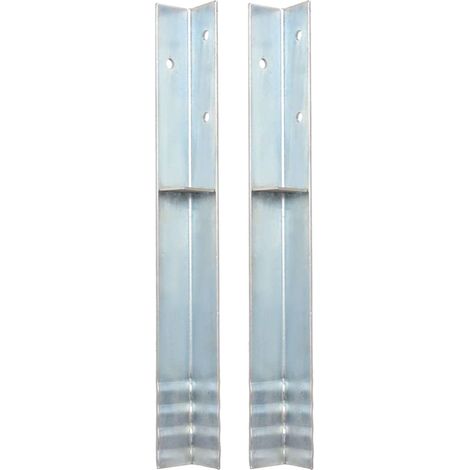 vidaXL Anclaje de tierra forma de L 2 uds acero galvanizado 5x5x50 cm (1/5)