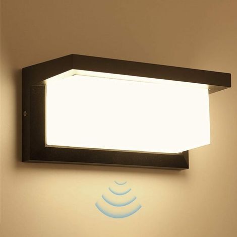18W LED Applique Murale Lampe Extérieur avec Detecteur de Mouvement Moderne Noirs 4000K Blanc neutre Aluminium Luminaire IP65 Étanche Lumière Éclairage Decorative pour Jardin Pathway Couloir (1/4)