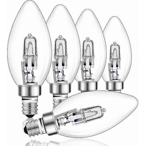 Ampoule halogène E14 28 W à intensité variable, verre transparent, culot Edison C35 E14 SES, petite ampoule à vis, halogène. (1/5)