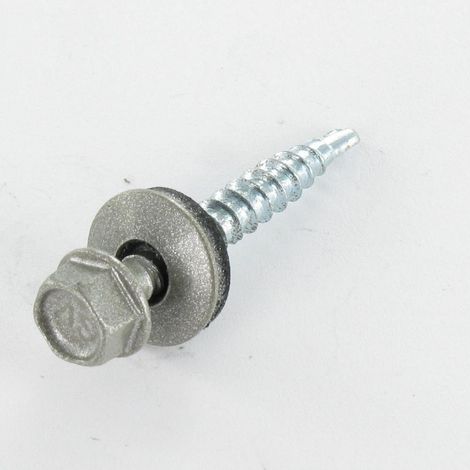 Vis autoperceuse Tête hexagonale TH 4.8X35 Rondelle d'étanchéite EPDM Acier zingué RAL9007 aluminium gris-1 pièce