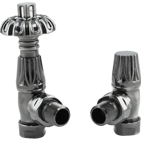 Heatwave Wyndham Black Nickel Angled Thermostatic Radiator Valve Set (1/2)