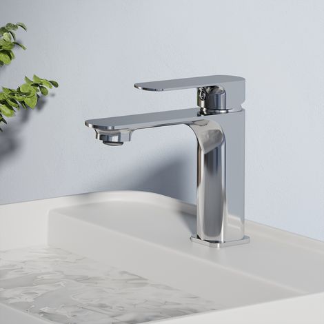 EMKE Robinet de Salle de Bain, Robinet de lave-mains avec Aérateur, Corps en Laiton, Cartouche en Céramique, Chromé (1/5)