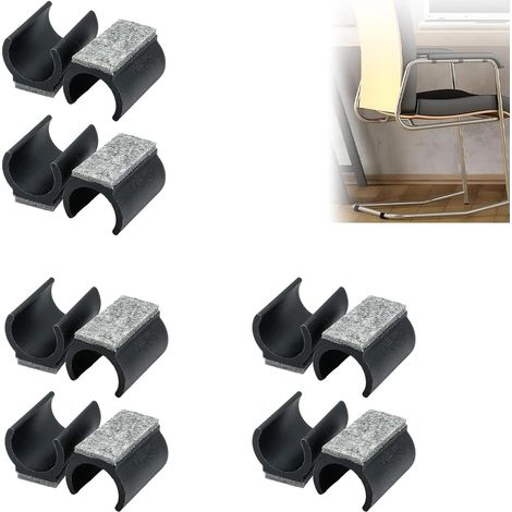JSSEVN - Set of 12 felt glides for cantilever chairs - Diameter 24 to 25 mm - For cantilever chairs - Protects tiled floors (1/5)