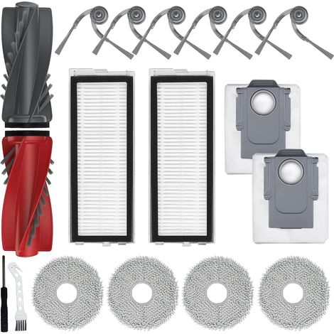 18pcs Replacement Parts for Roborock Qrevo Curve/Qrevo Curv/Qrevo Curv S5X/Qrevo Edge S5A/ Qrevo Edge 1 Pair Main Brush 6 Side Brush 2 Filter 4 Cloths 2 Dust Bags (1/5)