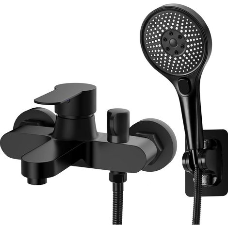 Mitigeur de Douche Mural Robinet de Bain, 1/2 Pouce Robinet Douce Filetage, Mitigeur Baignoire avec Douchette et 1.5m Flexible de Douche, Mitigeur Douche 3 Modes,Robinets Baignoire avec Douchette (1/5)