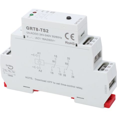 Relais temporisé, boîtier ABS ignifugé, relais auxiliaire avec indicateur LED pour circuit AC/DC 24-240 V (1/5)