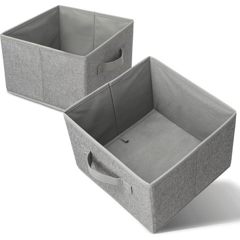 Boîte de rangement lot de 2 gris - organisateur pour armoire, bureau, chambre d'enfant - boîte de rangement pliable (27x28x20cm) - boîte en tissu pour vêtements, jouets, accessoires (1/5)