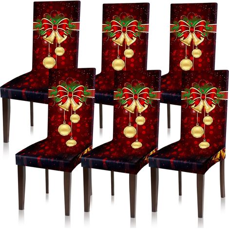 Ensemble de 6 Housses de Chaise Noël Rouges : Élastiques, Amovibles, Lavables, Housses de Siège de Table de Noël pour Maison, Hôtel, Salle à Manger, Cuisine, Banquet, Décoration de Mariage ou Fête Noë (1/4)