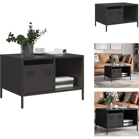 Table basse noir 68,5x50x43,5 cm acier laminé à froid - Table Basse - Tables Basses - Table D'appoint - Bout De Canapé (1/5)
