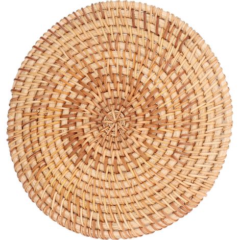 Set de table rond tissé en rotin naturel, dessous de plat isolant pour plats chauds, casseroles et poêles, 16 cm / 6,3 pouces (1/5)
