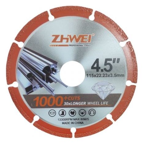 Disco Diamantato Per Piastrelle Gres Marmo 115x22.23x3.5mm 13300 rpm 80m/s 07632