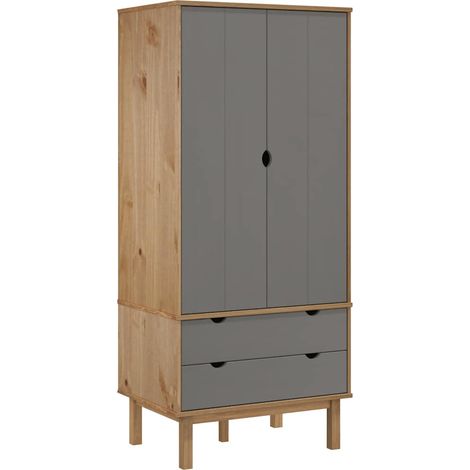 Armadio OTTA Marrone e Grigio 76,5x53x172 cm in Legno di Pino vidaXL (1/5)