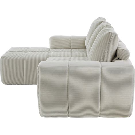 Canapé d'angle moderne en velours côtelé avec coussins amovibles, sans montage requis (1/5)