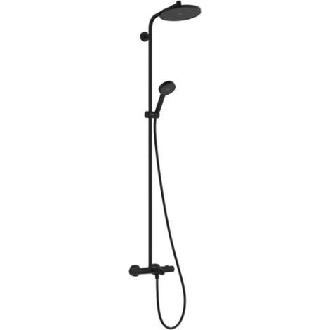 Hansgrohe Activera S - Duschset mit Wannenthermostat, Durchmesser 24 cm, 2 Strahlarten, EcoSmart, mattschwarz 28871670