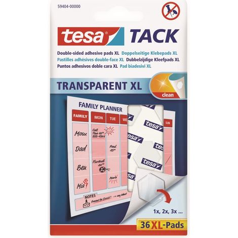 TESA Tack® Doppelseitige Klebepads XL, 36 Stück, 59404-00000-00